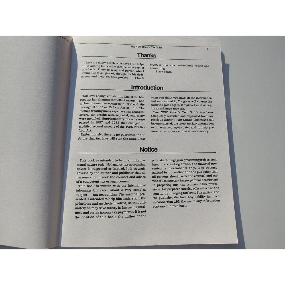 The NEW Racer's Tax Guide Steve Smith 1994 Racing Tax Benefits Business Auto - Picture 5 of 9